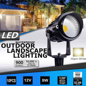 10X Led Spotlights Landscape Warm Light Lamp Waterproof Outdoor Garden Yard 12V