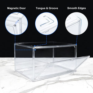 3Pcs Shoe Display Box Clear Container Stackable Boxes Storage Case