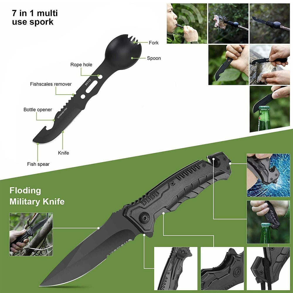 Tactical Emergency Survival Kit Outdoor Sports Hiking Camping Sos Tool Equipment