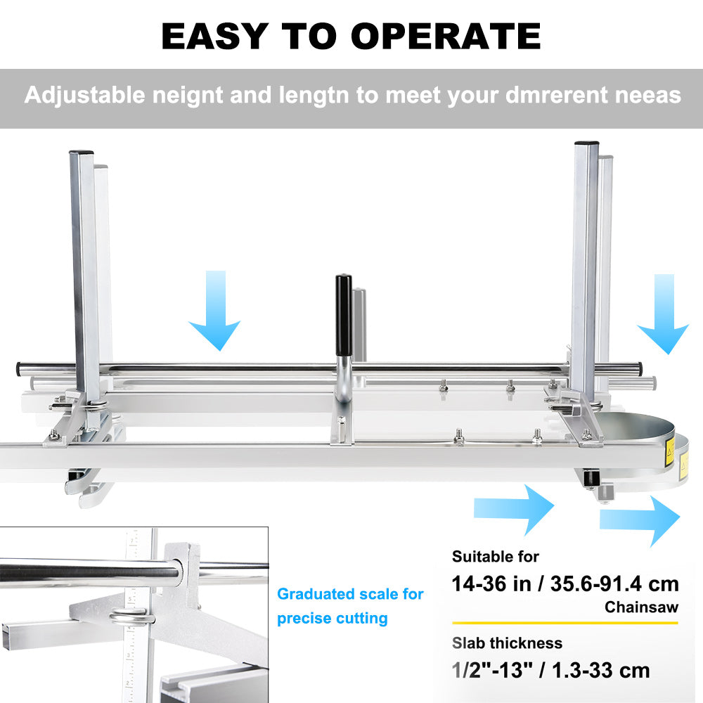 Chainsaw Mill For Saws 14"-36" Bar Furniture Making Wood Cutting Aluminum Steel
