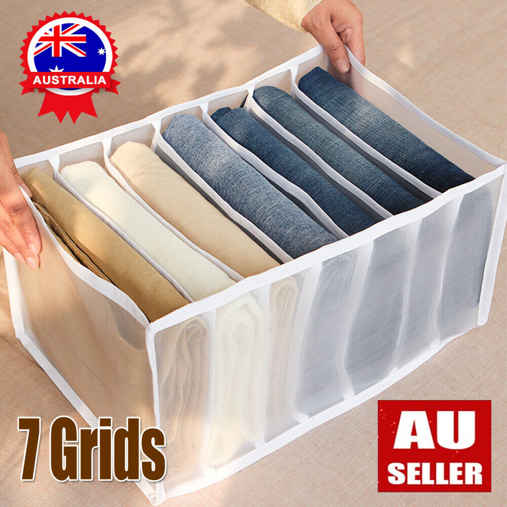 7 Grids Mesh Foldable Clothes Storage Jeans Pants Organizer