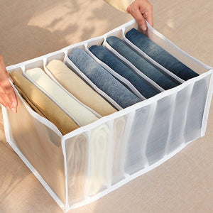 7 Grids Mesh Foldable Clothes Storage Jeans Pants Organizer