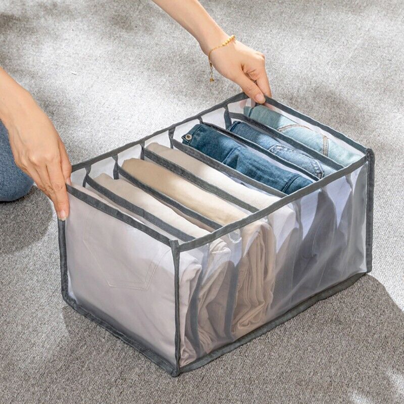 7 Grids Mesh Foldable Clothes Storage Jeans Pants Organizer