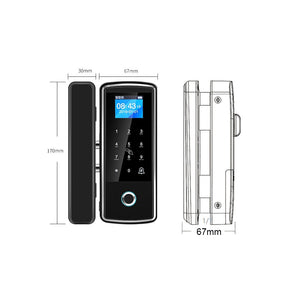 Smart Door Lock For Glass Fingerprint Password App Card Frameless