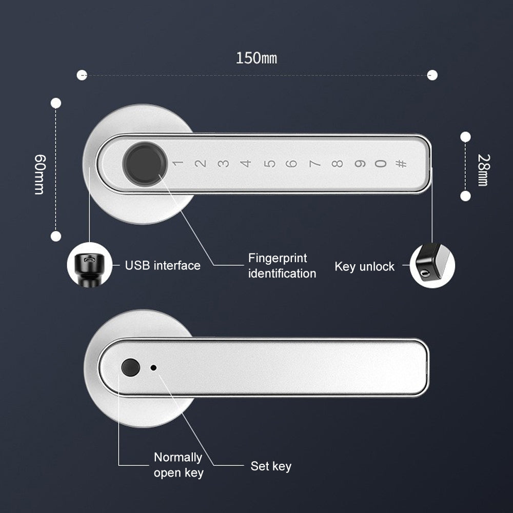 Smart Fingerprint Door Lock Electronic Handle Digital Password Bluetooth Key App