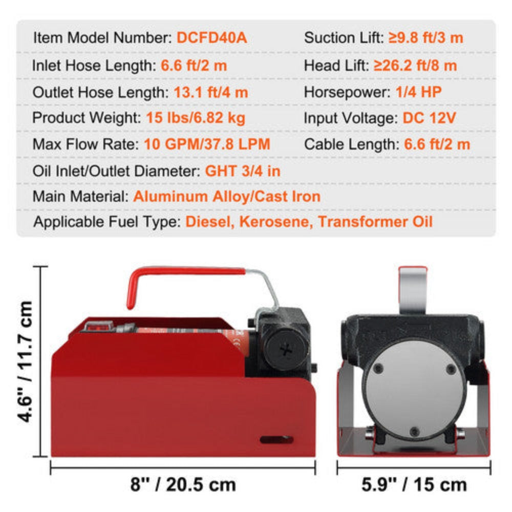 12V Portable Electric Oil Transfer Extractor Fluid Suction Pump Diesel Siphon Au