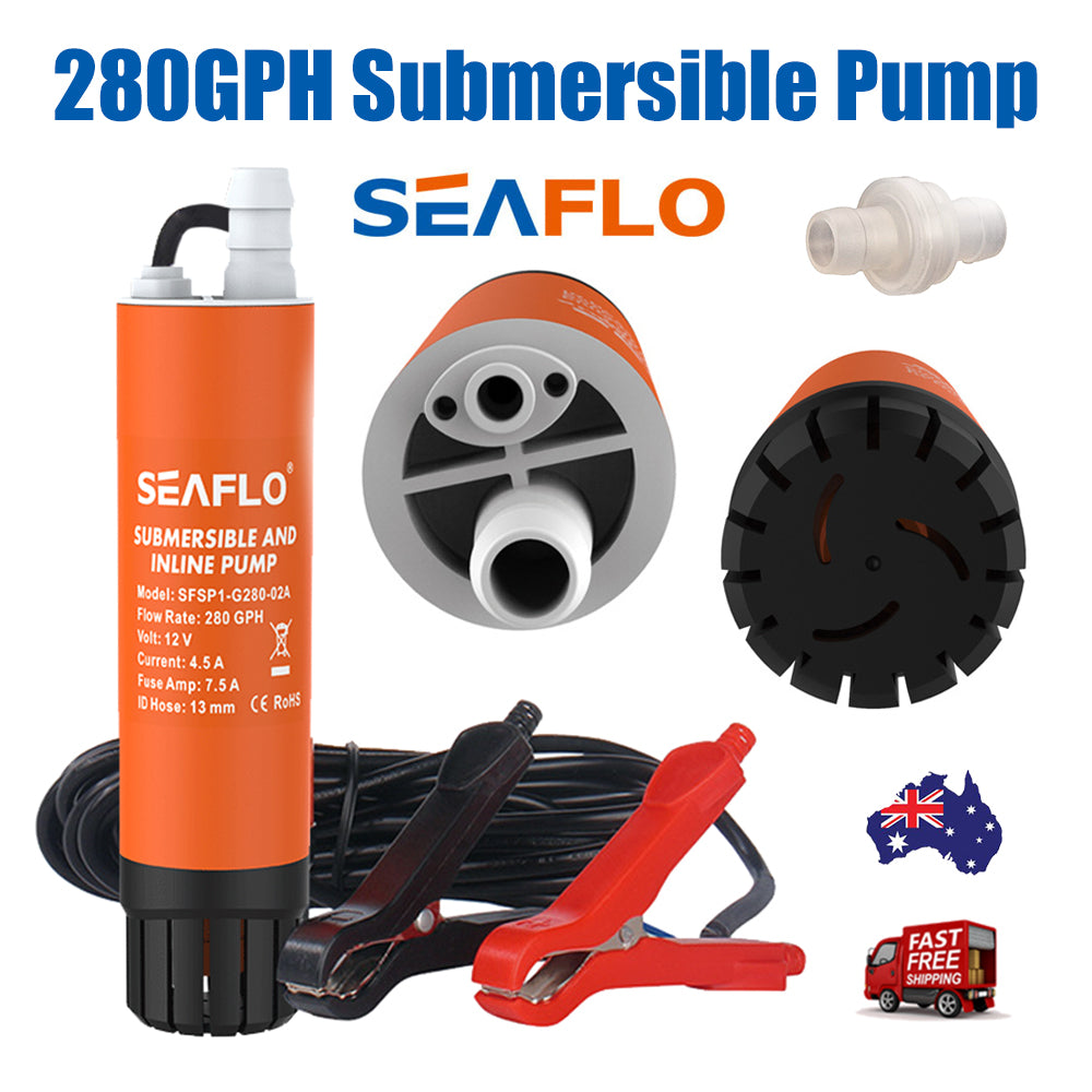 Submersible Pump 12V 280G/H Boat Caravan Inline Water Seaflo Sfsp1-G280-02