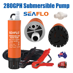 Submersible Pump 12V 280G/H Boat Caravan Inline Water Seaflo Sfsp1-G280-02