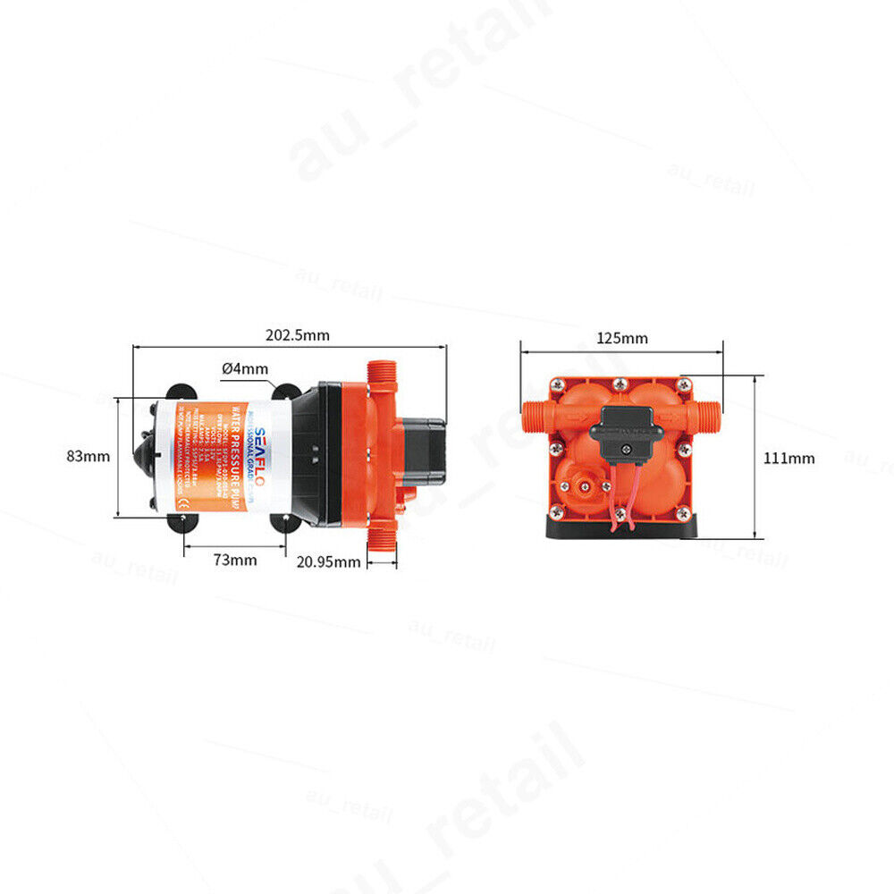 Seaflo 55Psi Pressure 12V Water Pump 11.3Lpm For Caravan Rv Boat Camper Trailer