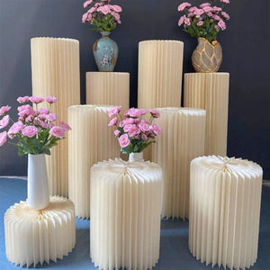 3 Pcs Carboard Round Plinth Cylinder Pedestal Wedding Flower Display Stand