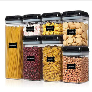 Plastic Food Storage Container Set Easy Lock Lids Kitchen Pantry Organization Black