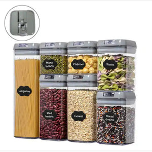 Plastic Food Storage Container Set Easy Lock Lids Kitchen Pantry Organization Grey