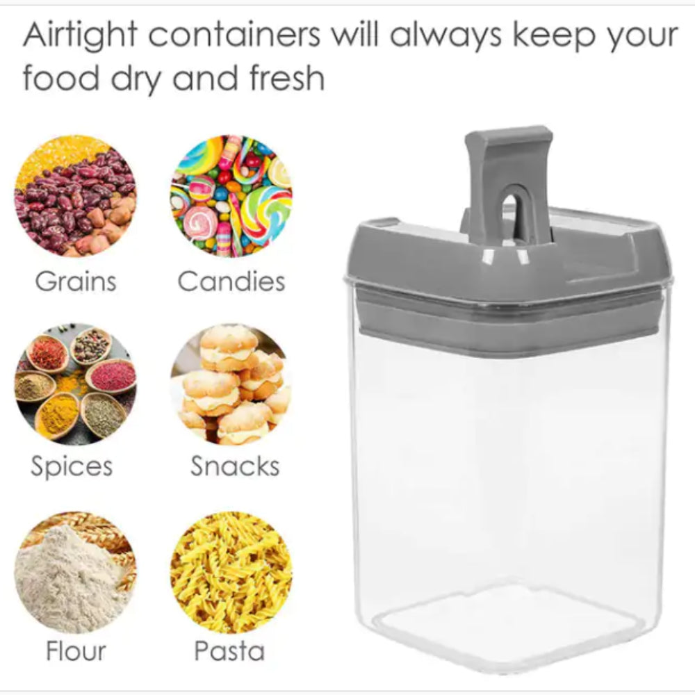 Plastic Food Storage Container Set Easy Lock Lids Kitchen Pantry Organization Grey