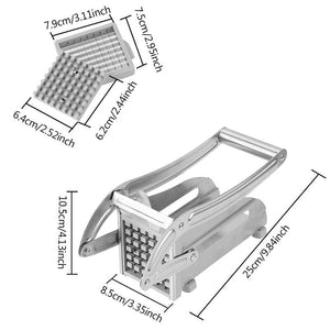 Stainless Potato Chipper French Fries Slicer Cutter Maker Chopper 2 Blades