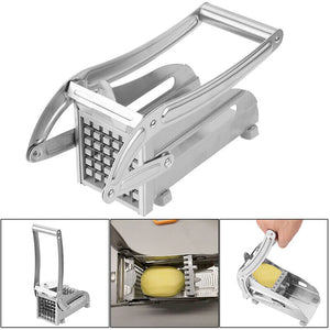 Stainless Potato Chipper French Fries Slicer Cutter Maker Chopper 2 Blades