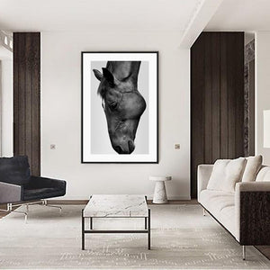 50Cmx70cm Modern Black Horse Frame Canvas Wall Art