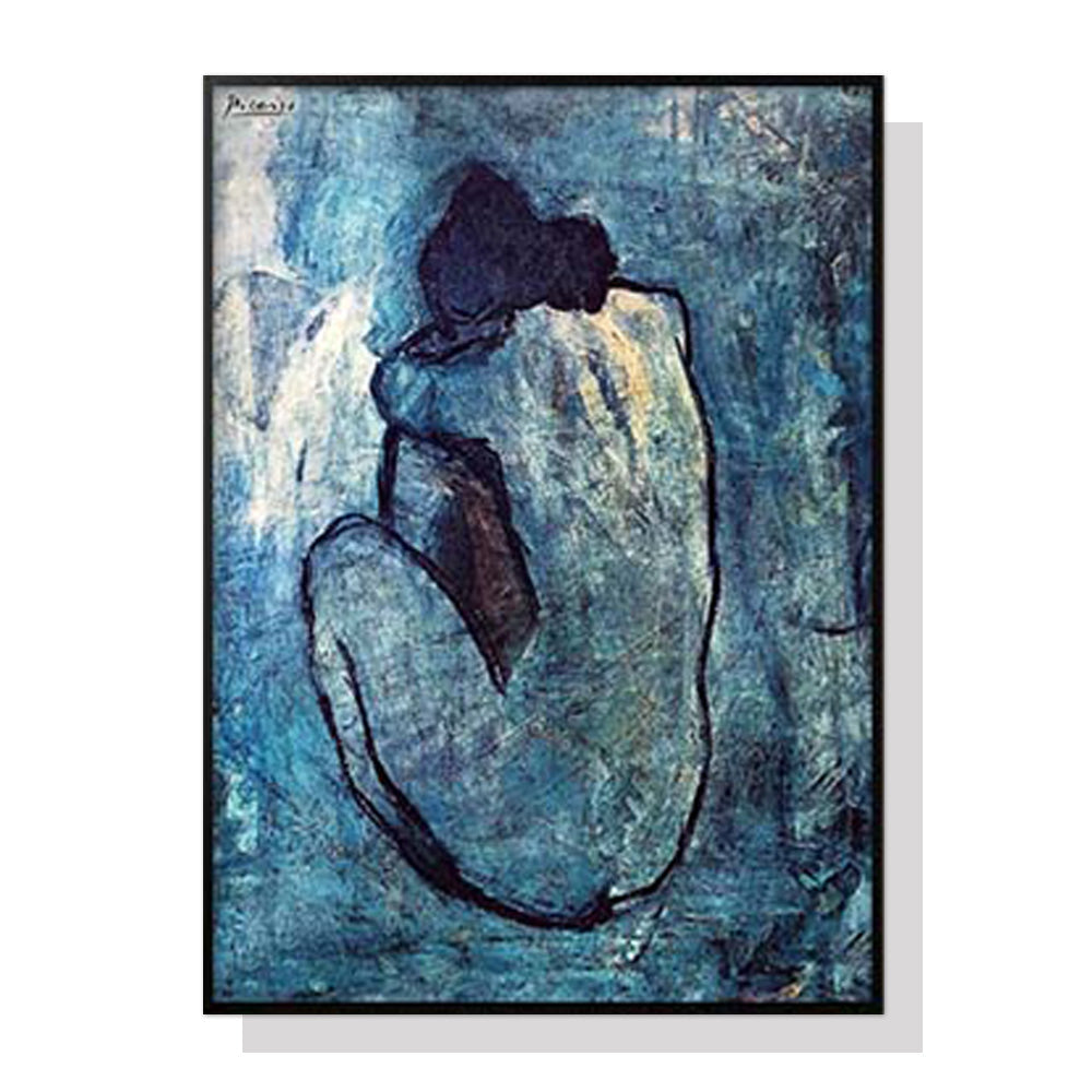 60Cmx90cm Blue Nude By Pablo Picasso Black Frame Canvas Wall Art