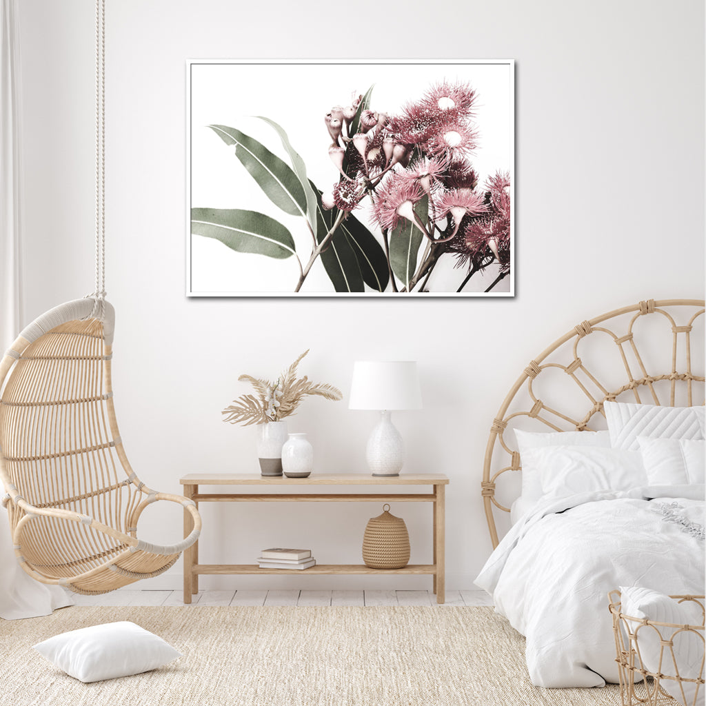 50Cmx70cm Eucalyptus In Bloom White Frame Canvas Wall Art