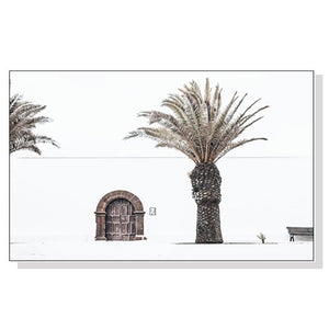 50Cmx70cm European Palm Tree White Frame Canvas Wall Art