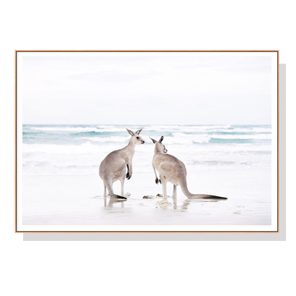 50Cmx70cm Kangaroo Wood Frame Canvas Wall Art