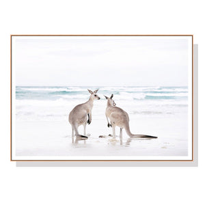 50Cmx70cm Kangaroo Wood Frame Canvas Wall Art