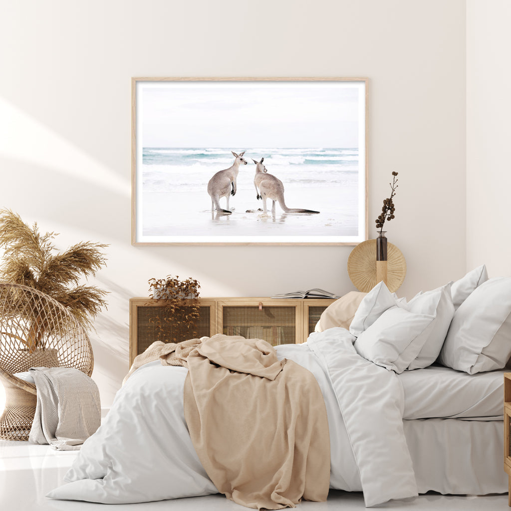 50Cmx70cm Kangaroo Wood Frame Canvas Wall Art