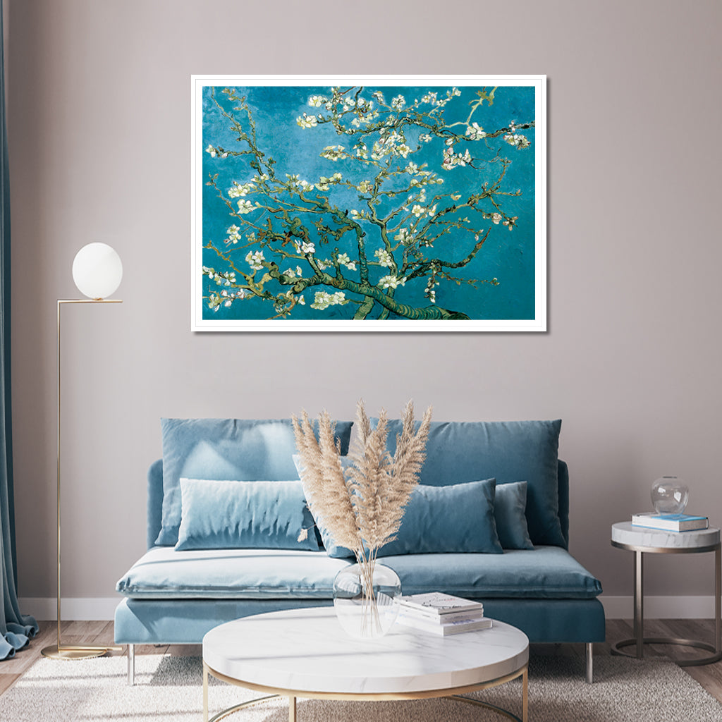 70Cmx100cm Van Gogh Almond Blossom White Frame Canvas Wall Art