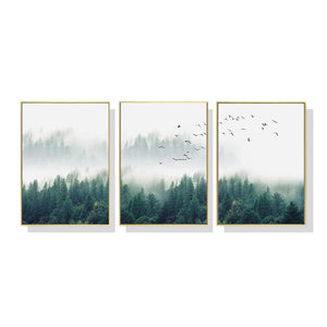 50Cmx70cm Mystical Forest 3 Sets Gold Frame Canvas Wall Art