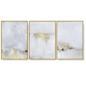 50Cmx70cm Abstract Golden White 3 Sets Frame Canvas Wall Art