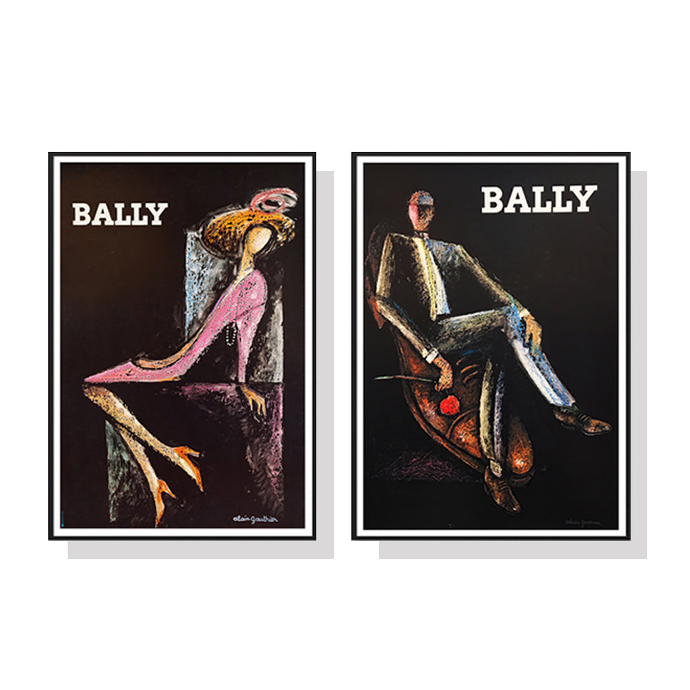 50Cmx70cm Bally Man & Woman 2 Sets Black Frame Canvas Wall Art