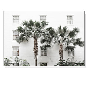 50Cmx70cm Palm Tree White Frame Canvas Wall Art