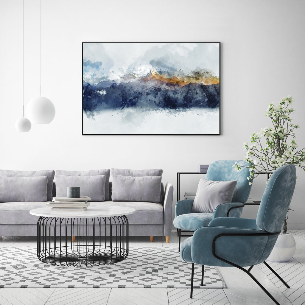 50Cmx70cm Abstract Sunlight Mountains Black Frame Canvas Wall Art