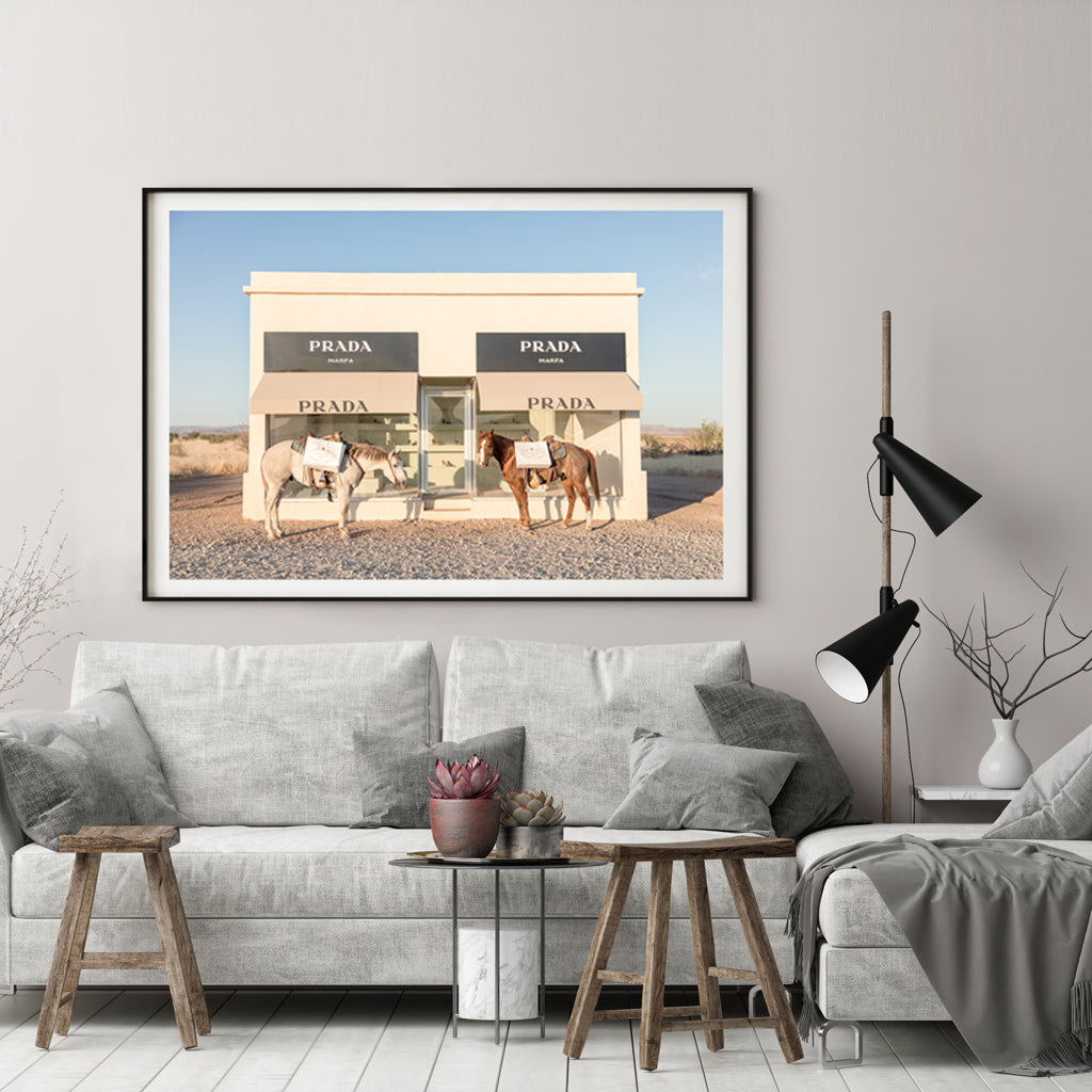 50Cmx70cm Horses Prada Black Frame Canvas Wall Art