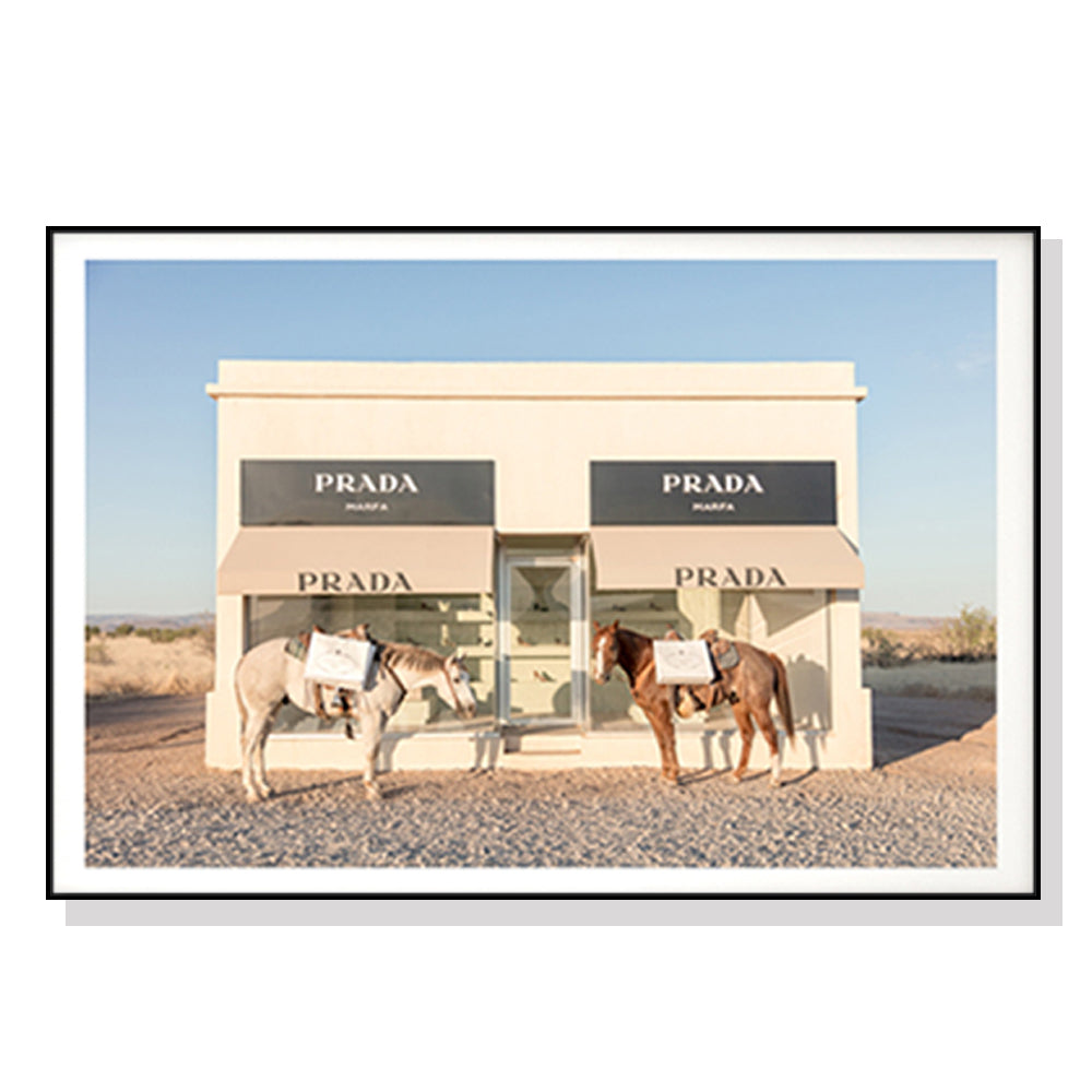 50Cmx70cm Horses Prada Black Frame Canvas Wall Art