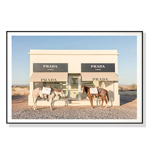 70Cmx100cm Horses Prada Black Frame Canvas Wall Art