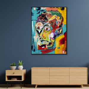 50Cmx70cm Pop Art Head Black Frame Canvas Wall