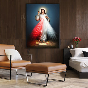 50Cmx70cm Jesus Divine Mercy I Trust In You Black Frame Canvas Wall Art