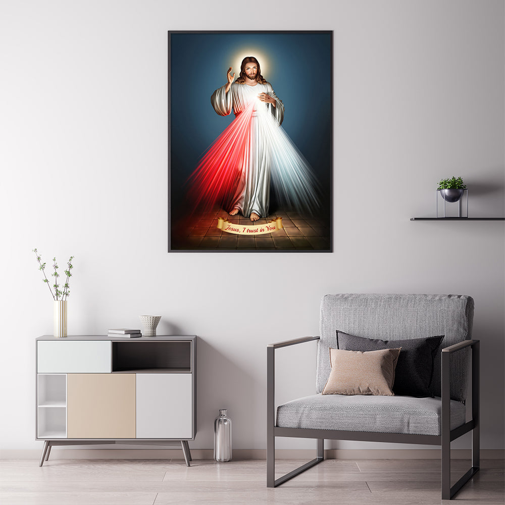 50Cmx70cm Jesus Divine Mercy I Trust In You Black Frame Canvas Wall Art