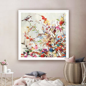 70Cmx70cm Coming Spring Square Size White Frame Canvas Wall Art