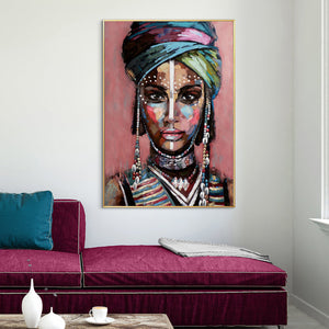 50Cmx70cm African Woman Ii Gold Frame Canvas Wall Art