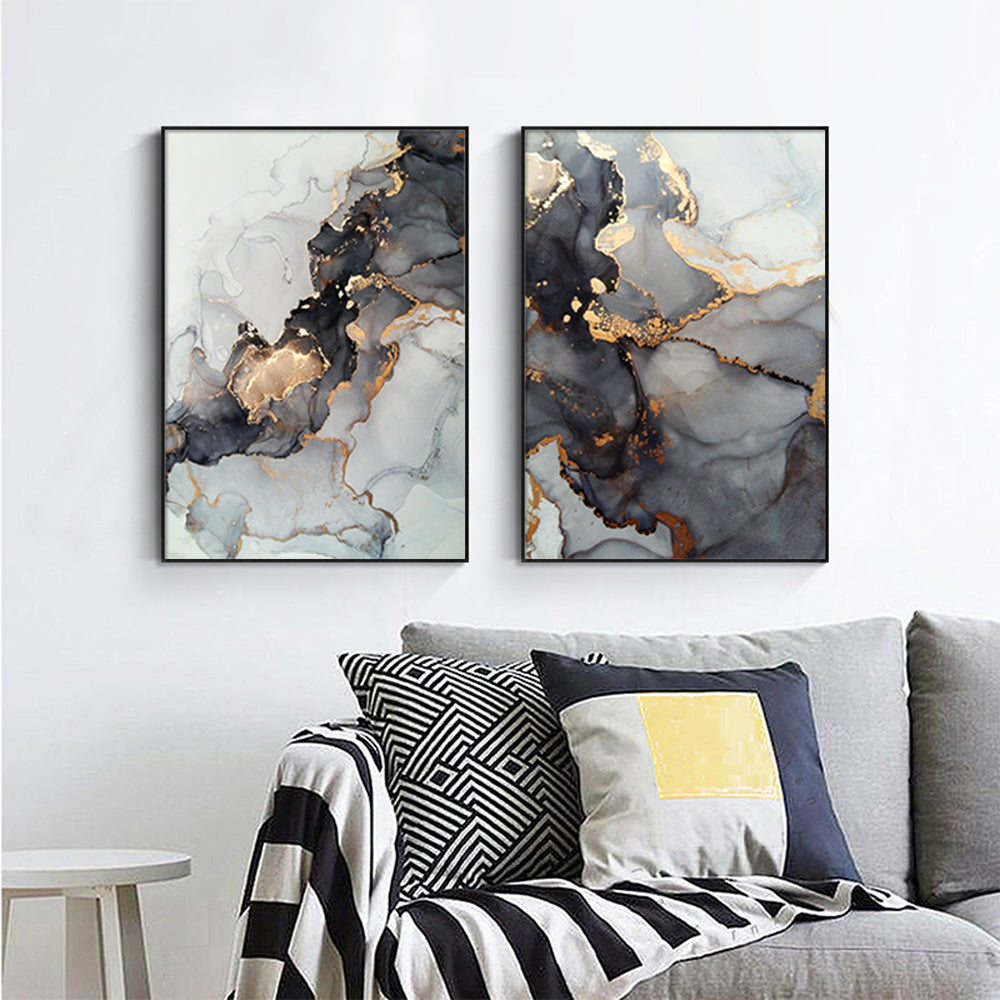 50Cmx70cm Black Splash 2 Sets Frame Canvas Wall Art