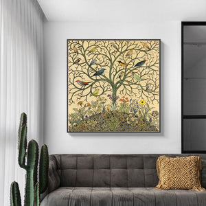 50Cmx50cm Tree Of Life Black Frame Canvas Wall Art