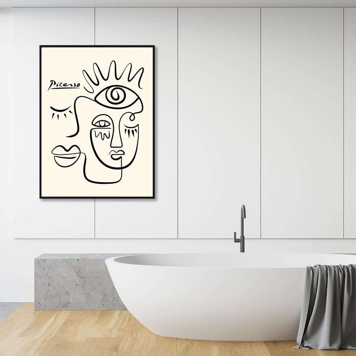 70Cmx100cm Line Art By Pablo Picasso Black Frame Canvas Wall