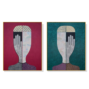 50Cmx70cm Abstract Man And Woman 2 Sets Gold Frame Canvas Wall Art