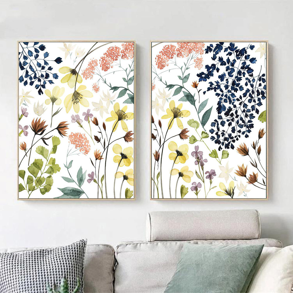 60Cmx90cm Flower Composition 2 Sets Gold Frame Canvas Wall Art