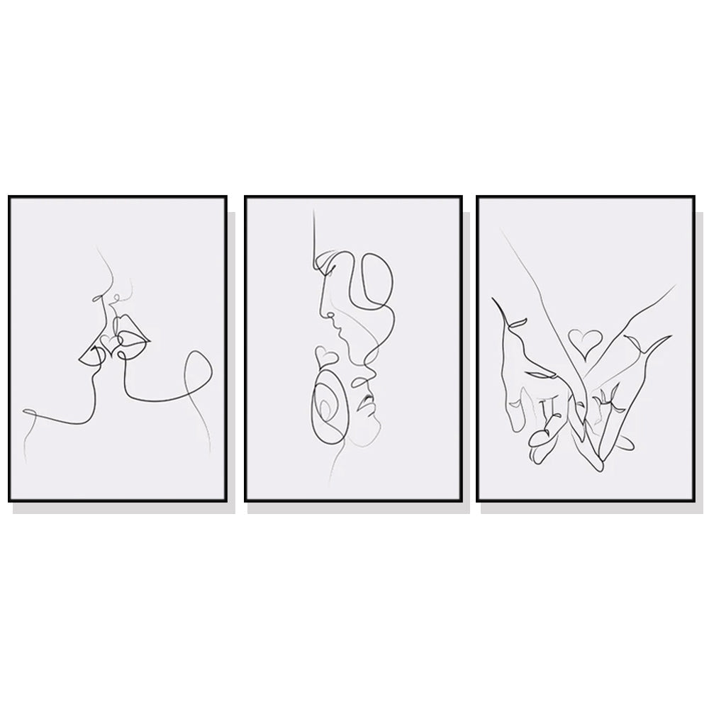 50Cmx70cm Couples 3 Sets Black Frame Canvas Wall Art