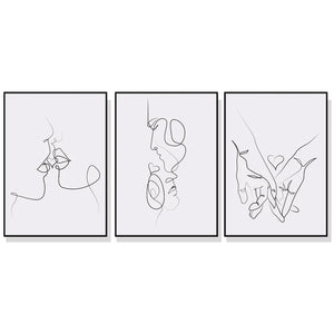 50Cmx70cm Couples 3 Sets Black Frame Canvas Wall Art