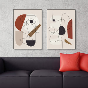 50Cmx70cm Abstract Line Art By Picasso 3 Sets Black Frame Canvas Wall