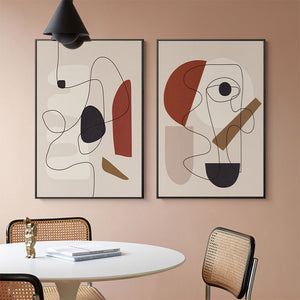 50Cmx70cm Abstract Line Art By Picasso 3 Sets Black Frame Canvas Wall