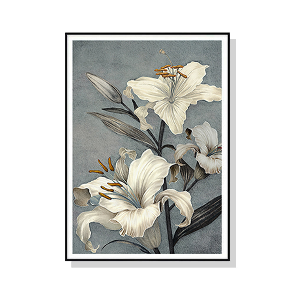 70Cmx100cm Floral Lily Ii Black Frame Canvas Wall Art